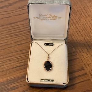 New in Original Box 14K Gold & Oval Shaped Onyx Necklace